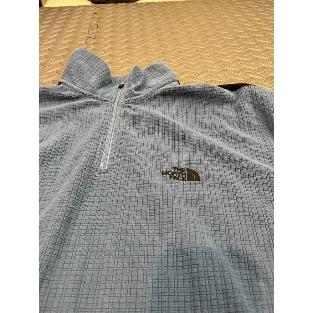 The North‎ Face Fleece Pullover Mens L Blue TKA 100 Grid 1/4 Zip Long Sleeve